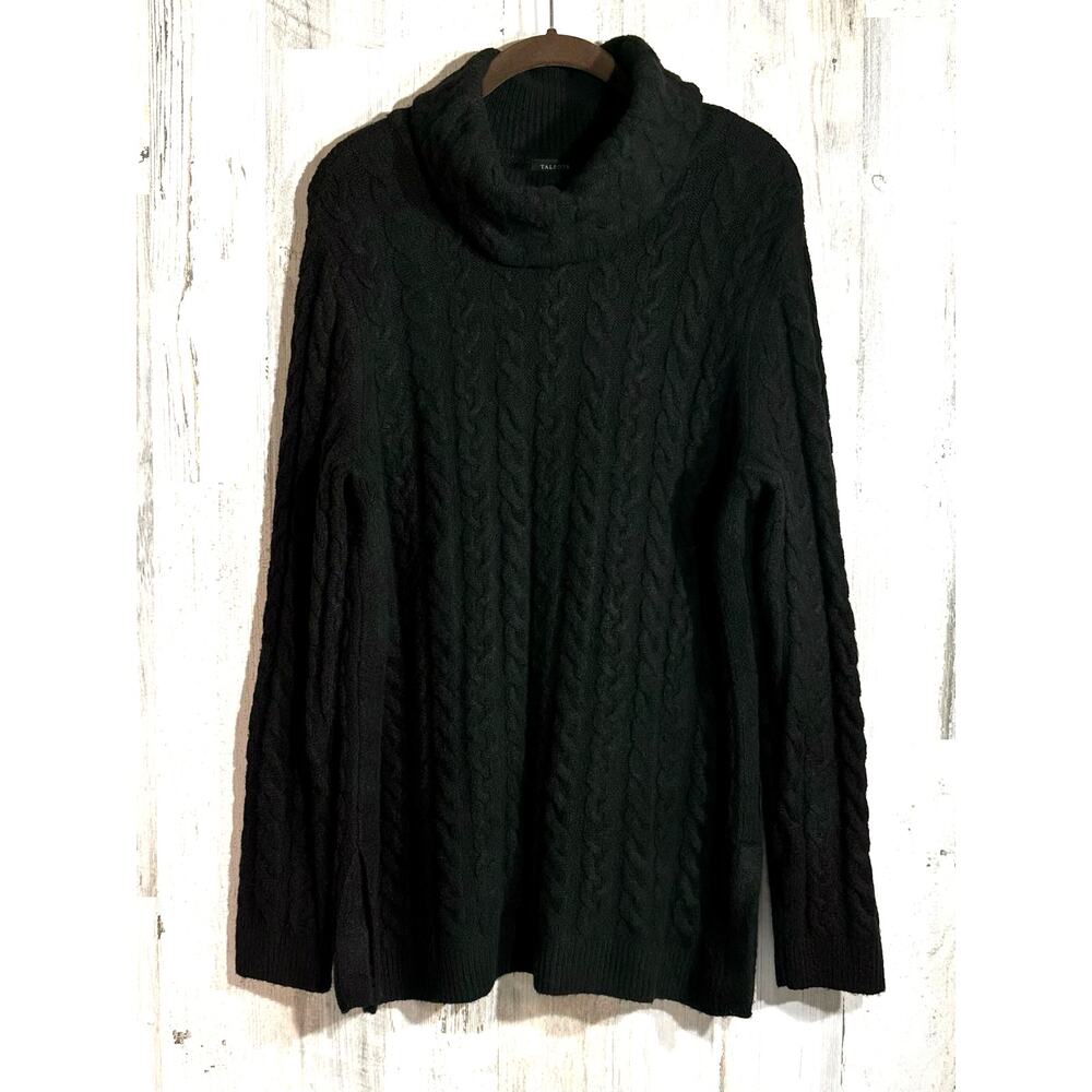 Talbots Womens Black Cableknit Turtleneck Sweater‎ Size Medium
